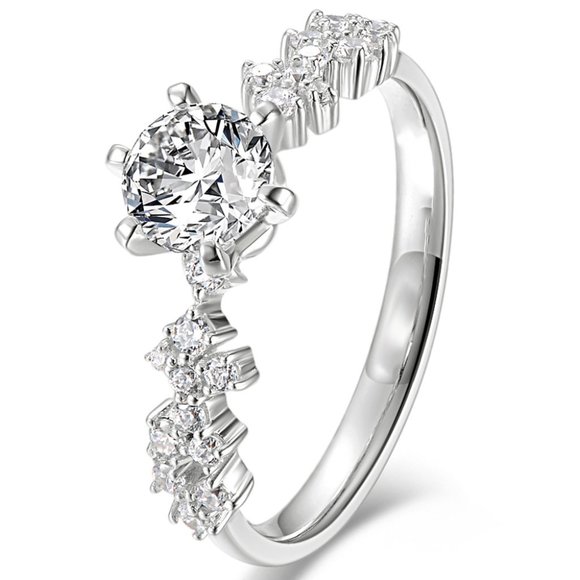 "Round Cut CZ Stone Wedding Promise Ring for Women, - Picture 3 of 4